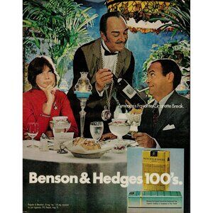 1972 Benson & Hedges 100's cigarettes Vintage Print Ad (L22)